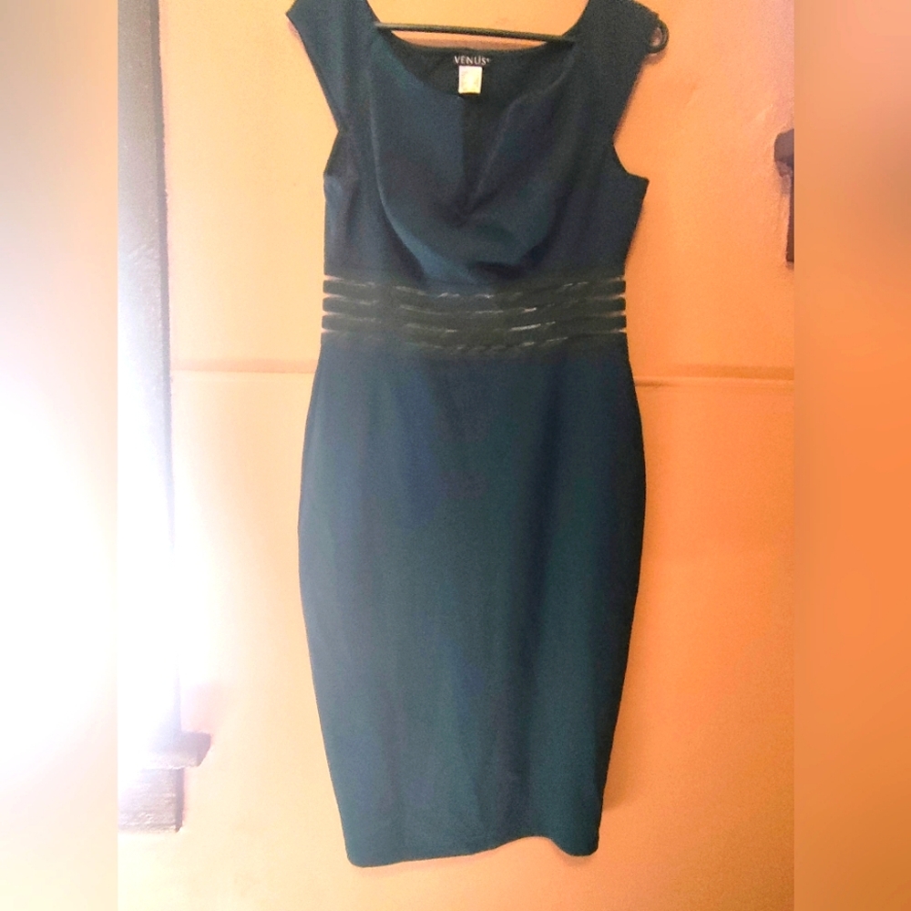 Dark Green VENUS See through Cocktail Dress szM